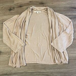 Cyrus Tan Cropped Knit Waterfall Open Sweater Cardigan